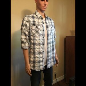 Cool like-new River Island blue madras plaid shirt